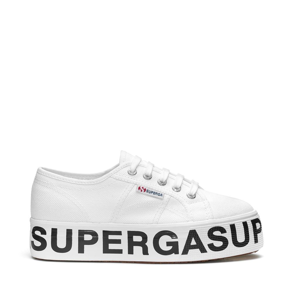 Superga 2790 Cotw Outsole Lettering White Platform Sneakers - Women's Sneakers USA | US4809072